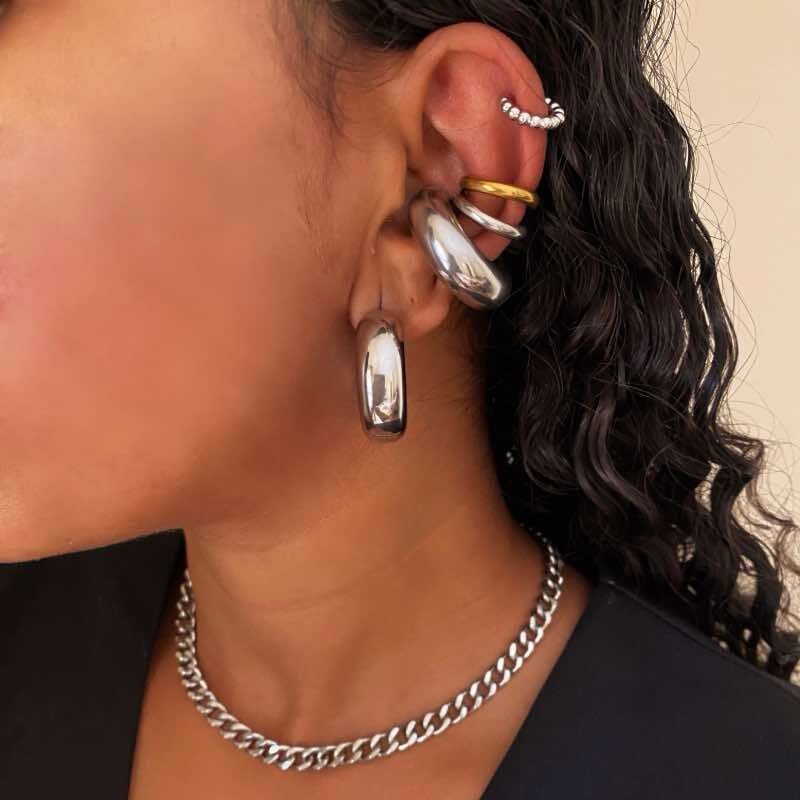 Fake Piercing Argola Chunky em Aço Inoxidável – - Image 3