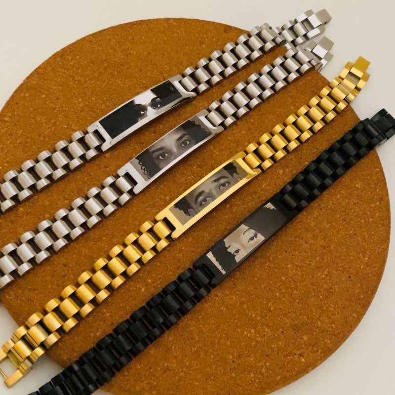 Pulseira Personalizada em Aço Inoxidável com Gravação de Olhos - Image 3