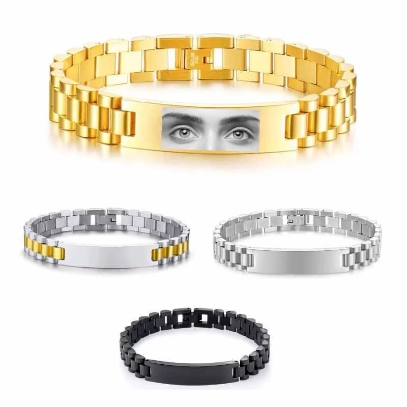 Pulseira Personalizada em Aço Inoxidável com Gravação de Olhos - Image 2