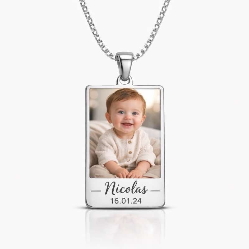 Colar Retangular Personalizado com Foto colorido em Aço Inoxidável - Image 2